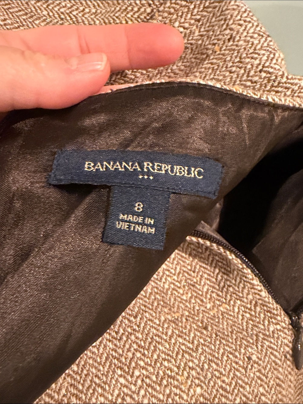Banana Republic wool blend tweed Sheath Dress with brown ribbon Waist - Picture 8 of 9